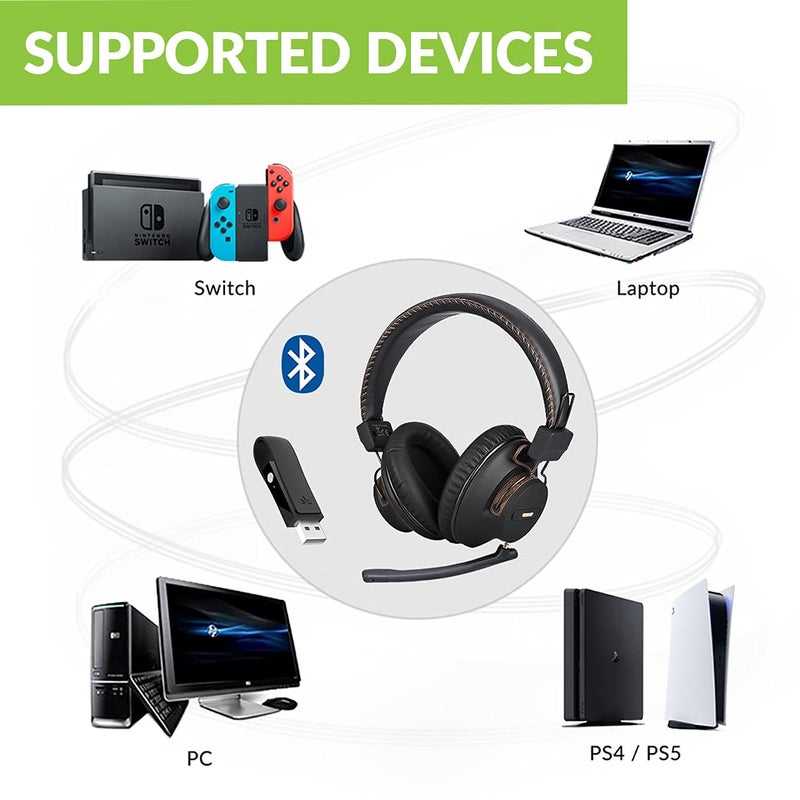 Avantree DG59M - Clear Voice & Rich Background Sound, Low Latency Bluetooth Headphones with USB Adapter for PS5 & PS4, Wireless Headset with Mic for PC Work & Gaming, 40hrs Playtime - Image 5